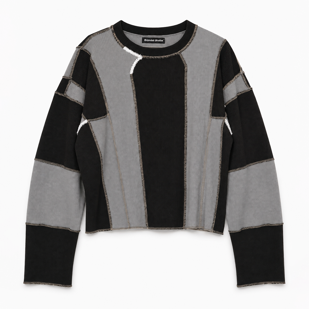 GREY/BLACK WAFFLE LS