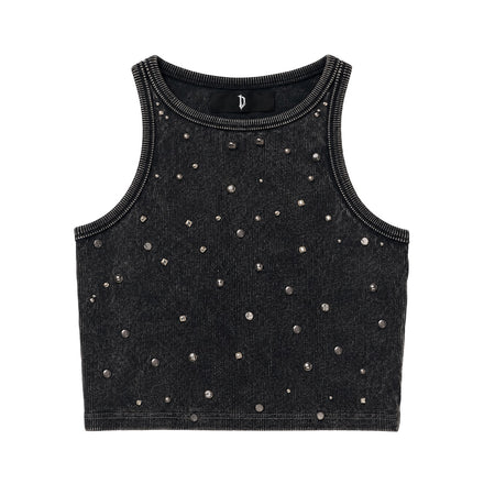 RIBBED HALTER TOP EMBELLISHED