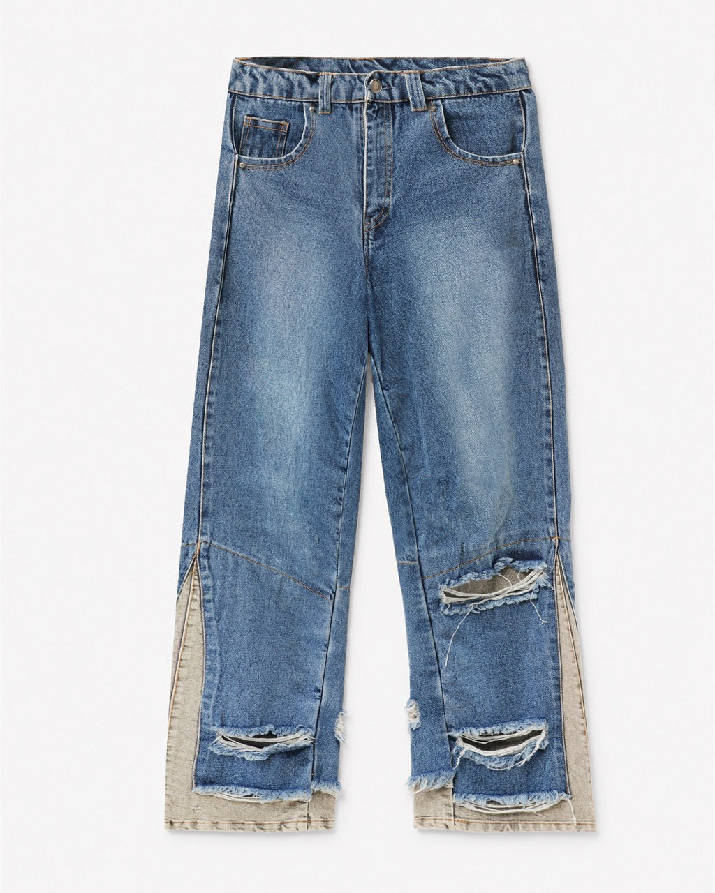 DOUBLE DENIM FLARES